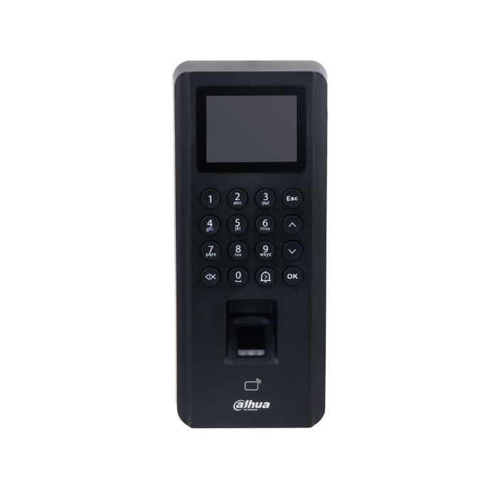Controlador de acceso huella/tarjeta/contraseña 
 	Pantalla TFT de 2,4" con una resolución de 240 × 320.
 	Indicaciones de audio.
 	Admite 30.000 usuarios, 30.000 tarjetas, 30.000 contraseñas, 5.000 huellas dactilares y 100.000 registros.
 	La expansión del módulo de seguridad es compatible para mejorar la seguridad y proteger el dispositivo contra la apertura durante un corte de energía.
 	Desbloqueo por huella dactilar/tarjeta/mando a distancia/contraseña y mediante sus combinaciones .
 	Admite alarma de coacción, alarma de manipulación, alarma de intrusión, alarma de tiempo de espera de contacto de puerta, alarma de tarjeta ilegal que excede el umbral, alarma de contraseña ilegal que excede el umbral y alarma externa.
 	Admite usuarios invitados, usuarios de patrulla, usuarios de la lista de bloqueo, usuarios VIP, usuarios generales y otros.
 	Comunicación TCP /IP y Wi-Fi; registro automático, registro P2P y DHCP.
 	Admite actualizaciones en línea y actualizaciones por USB.
 	Admite PoE para proporcionar energía al controlador de acceso, y el controlador de acceso proporciona energía tanto a un lector de tarjetas (12 V 200 mA como máximo) como a una cerradura electromagnética (12 V, 500 mA como máximo).
